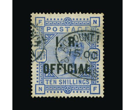 Great Britain - Officials : (SG O10) 1884-88 INLAND REVENUE 10s ultramarine, NF, slightly oily oval ACCOUNT/BRANCH/P.O. GLASG