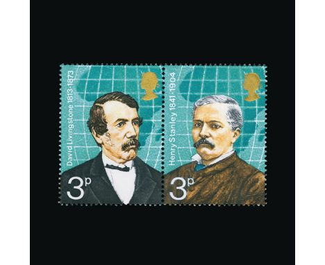 Great Britain - QEII (decimal) : (SG 923/924d) 1973 3p unfolded se-tenant pair with LIGHT ORANGE-BROWN OMITTED, with normal p
