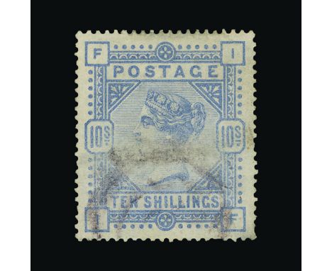 Great Britain - QV (surface printed) : (SG 177a) 1883-84 blued paper 10s cobalt, IF, erased crayon across middle, small corne