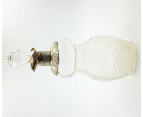 Victorian gourd shaped cut glass decanter, silver collar by Boardman, Glossop & Co Ltd Sheffield 1898   Condition Report   Cl