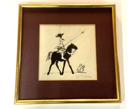 Quentin Blake, (1932 - Current), ink and gouache sketch of a knight on horse back, signed lower right in pencil Quentin Blake