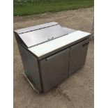 Continental 2 door sandwich prep table w/ refrigerator, model SW48-10 ser # 15343621 4 ft,