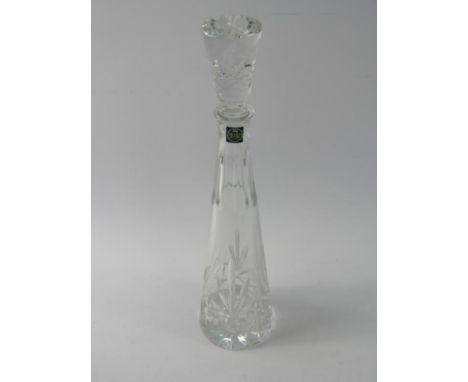 A Thomas Webb tapering cut glass decanter and stopper, 41cm high.