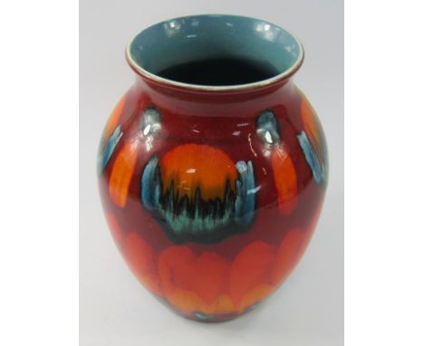 A Poole pottery Collectors Club Living Glaze pottery vase, the shouldered circular body predominately decorated in green, ora