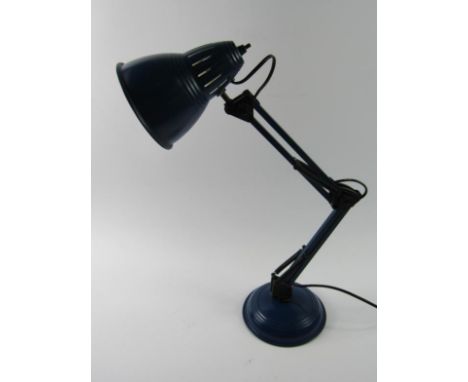 A blue anglepoise table lamp, 62cm high.