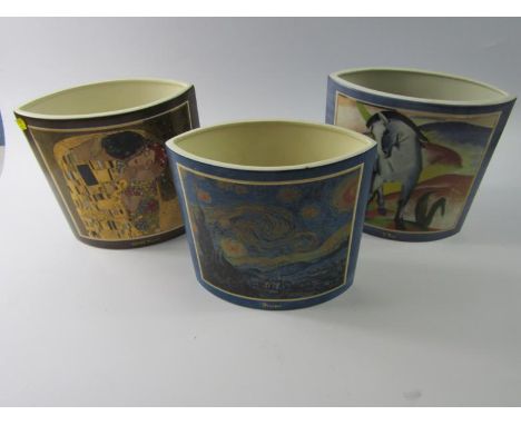 A Goebel Artis Orbis Vincent Nuit Des Etoiles limited edition vase, no 563/1000, printed marks beneath, 23cm high, and two ot