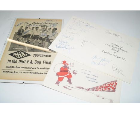 Tottenham Hotspurs 1961 double winning interest, being an Umbro Advertising  shirt signed by seven players including Dave McK