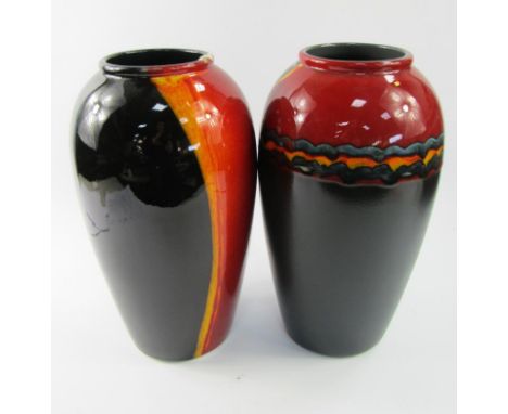 Two Poole Pottery vases, of tapered ovoid form, 33cm high