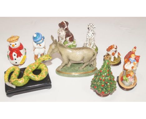 Halcyon Days enamel novelty boxes, including a snowman, Baboushka, Humpty Dumpty, Old Woman who lived in a shoe, English Poin