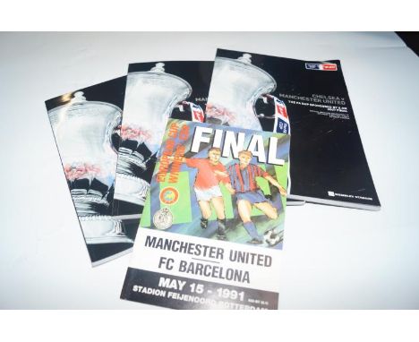 European Cup Winners Cup Final programme, Manchester United versus FC Barcelona May 1991, and three programmes for Chelsea ve