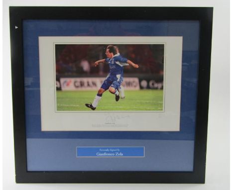 Gianfranco Zola signed photographic print, number 182/250, framed and glazed.