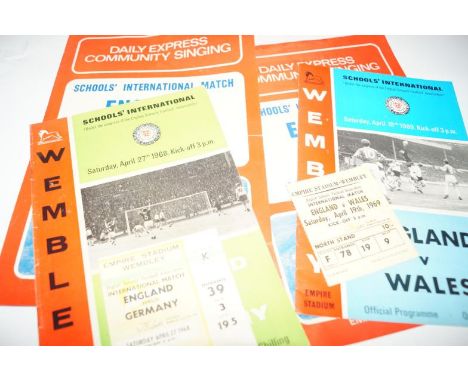 A collection of England and other international programmes, including England versus Italy, FIFA World Cup Qualifying Tournam