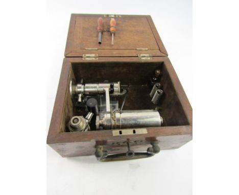 A Crosby steam engine indicator instrument, mahogany cased.