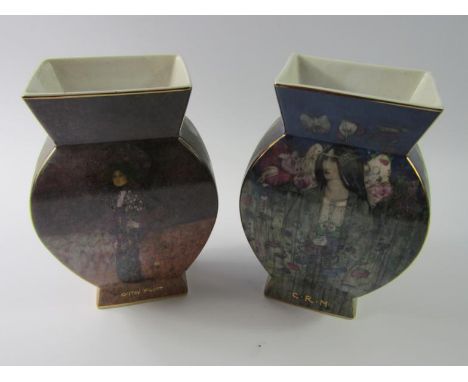 A Goebel Artis Orbis limited edition Gustav Kilmt Emile Folge limited edition vase, no. 031/1500, 24cm high, and another simi