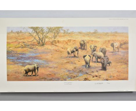 DAVID SHEPHERD (1931-2017), 'African Waterhole', a Limited Edition print of Elephants, 112/650, signed to lower margin, with 