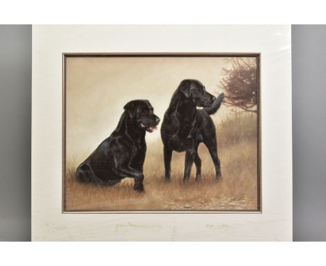 JOHN SILVER (BRITISH CONTEMPORARY), 'Forever Friends', a Limited Edition print of a pair of black Labradors, 15/395, signed b