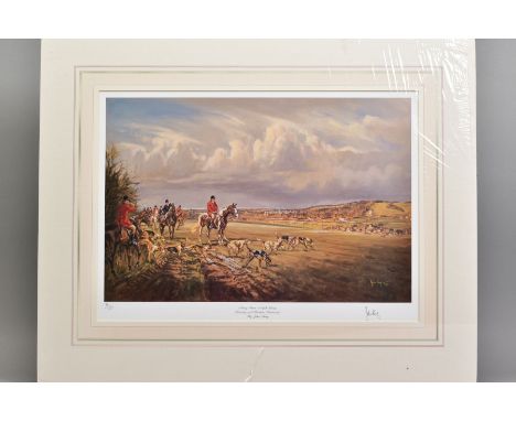 JOHN KING (BRITISH 1929-2014), 'Away from Norfolk Clump Crawley and Horsham Fox Hounds', a Limited Edition print, 166/250, si