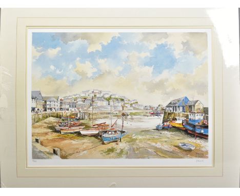 JOHN CHISNALL (BRITISH 1943), 'Mevagissey', a Limited Edition print of The Cornish harbour, 13/150, signed to lower margin, m