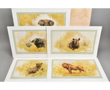 DAVID SHEPHERD (1931-2017), 'Big Five', a portfolio of Limited Edition prints featuring Rhino, Elephant, Buffalo, Lion and Le