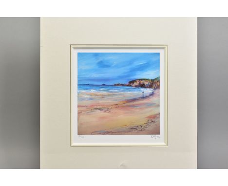 DRONMA (SCOTTISH 1947), 'Footprints in the Sand', a Limited Edition print of a Scottish beach, 306/395, signed to lower margi