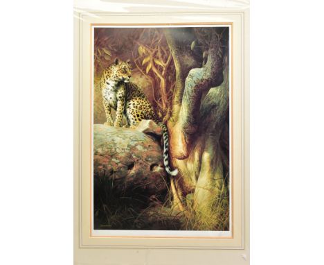 DICK VAN HEERDE (DUTCH 1954), 'A Watching Brief', a Limited Edition print of a Leopard, 180/400, signed to lower margin, moun