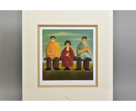 PAUL GREENWOOD (BRITISH 1969), 'Le Dejeuner', a Limited Edition print of French people eating lunch, 302/495, signed to lower
