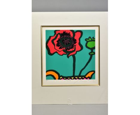 GERRY BAPTIST (BRITISH 1935), 'Poppy', a Limited Edition silk screen print of a flower, 142/195, signed to lower margin, moun