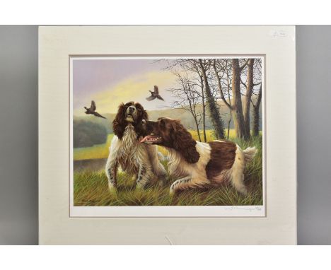 NIGEL HEMMING (BRITISH 1957), 'Park Drive', a Limited Edition print of Springer Spaniels, 59/495, signed to lower margin, wit