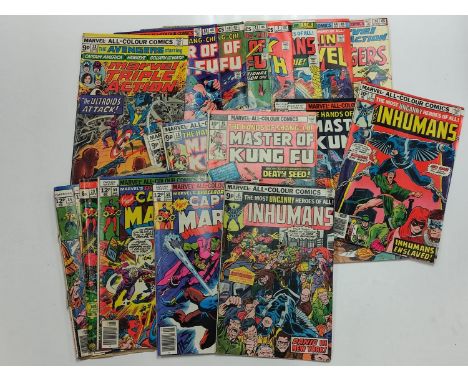 20 Vintage Marvel Comics. 1970's to include Captain Marvel - Inhumans , Masters of Kung Fu. 