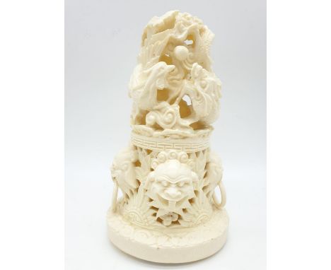 Faux Ivory Chinese Dragon Statue. Height 20cm. 