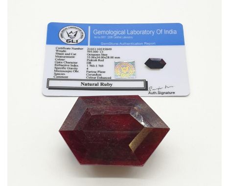 585ct Massive Size Hexagonal Ruby Gemstone GLI CERTIFIED 