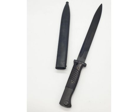 WW2 German Mauser K-98 Bayonet dated 1943 in a 1940 dated scabbard. Over all very good condition with re-blued blade. 