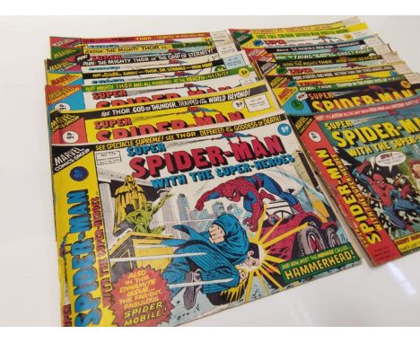 27 editions of Vintage Super Spider-Man Marvel Comics. 