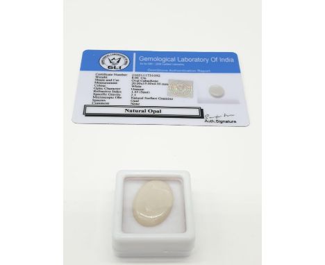 8.00 cts white natural opal GLI Certified 