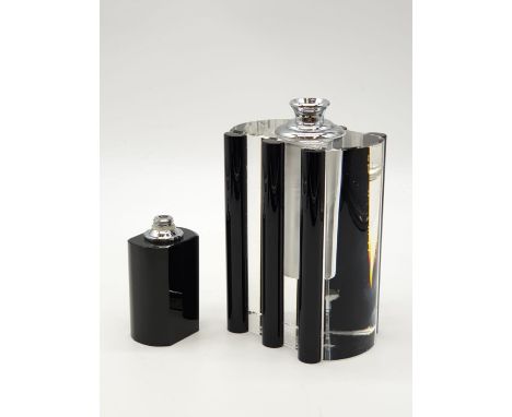 Modern glass black enamel scent bottle. 20cms tall. 