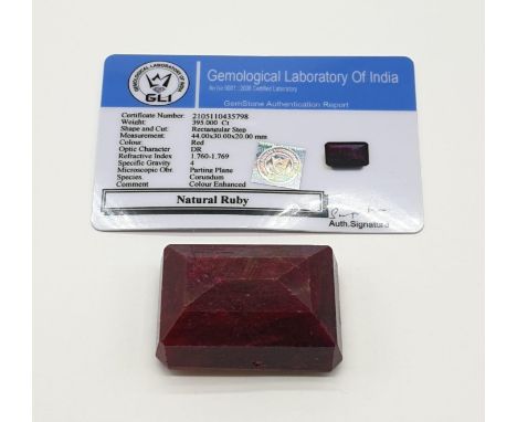 395ct Large size Rectangular Ruby Collectors size GLI CERTIFIED 