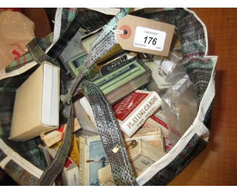 Similar bag containing a quantity of playing cards from 1930's to 1980's, mainly tobacco advertising related