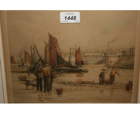 Henry G. Walker, coloured engraving, fishermen with the days catch, signed in pencil, 8ins x 10ins, together with a modern Li