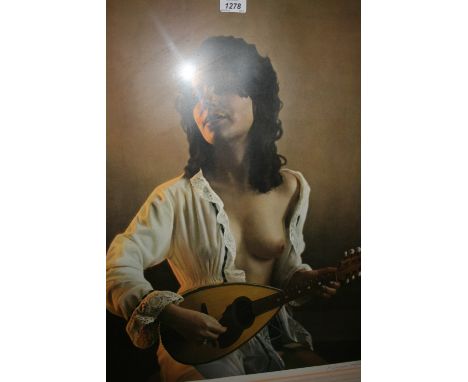 Reza Samimi, signed Limited Edition coloured print, ' The Mandolin Player ', 25.5ins x 20ins, gilt framed