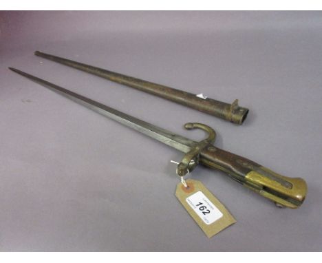 19th Century French bayonet with scabbard, inscribed 1876