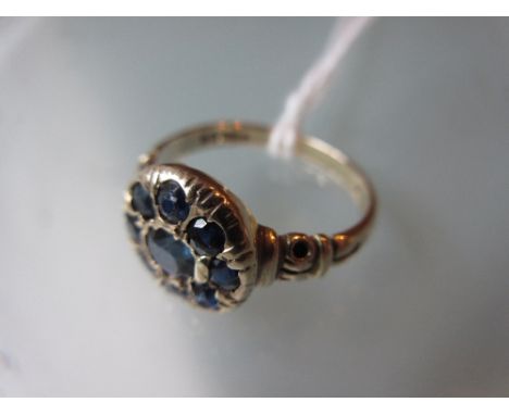 9ct Gold nine stone sapphire set ring