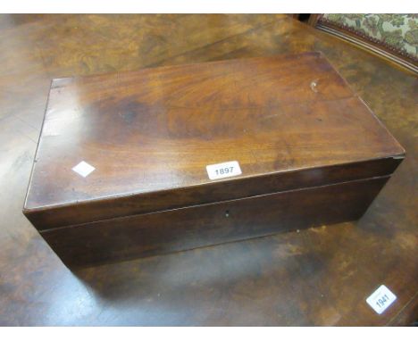 19th Century mahogany rectangular fold-over writing slope, a 19th Century mahogany two division box with hinged lid, together