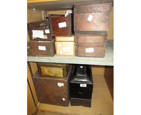 Large collection of glass magic lantern slides of various subjects, together with a 19th Century tin plate magic lantern