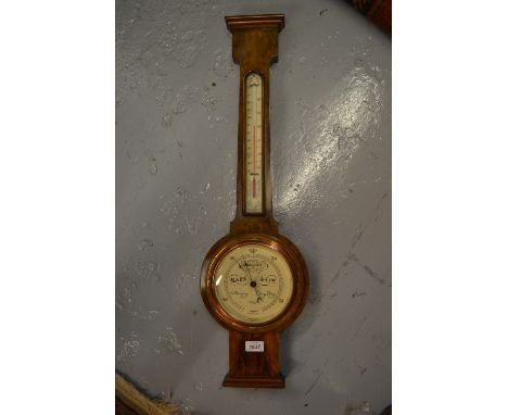 20th Century walnut cased wheel barometer by C.W. Dixey and Son, London