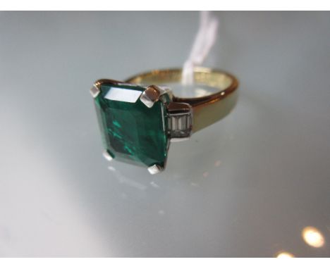 18ct White gold square treated emerald and diamond cluster ring