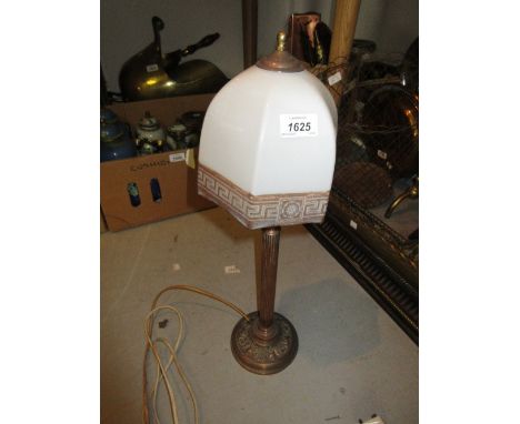 Edwardian brass oil lamp standard adapted for use with electricity