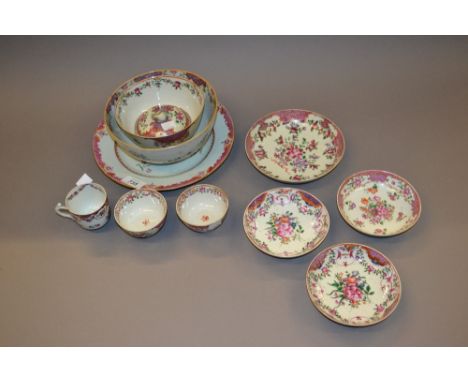 Chinese famille rose floral painted part tea service