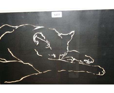 Maggie Scott (Slade school), signed woodcut print, study of a cat, No. 2 from an Edition of 6