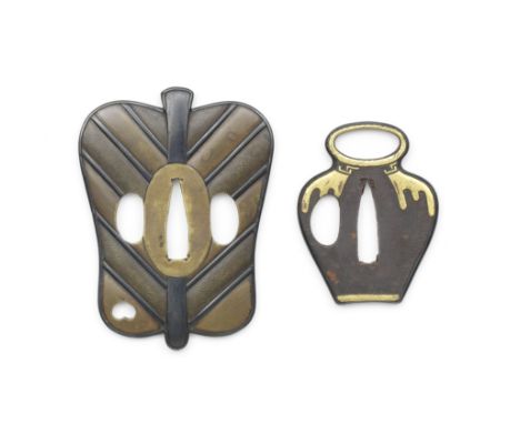 Two unusually shaped tsuba (sword guards)Edo period (1615-1868), late 18th/19th centuryBoth unsigned, the first copper alloy,