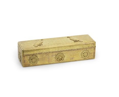 A gold-plated kyobako (box for Buddhist scriptures)Edo period (1615-1868), 17th/18th centuryThe inrobuta (flush-fitting) cove